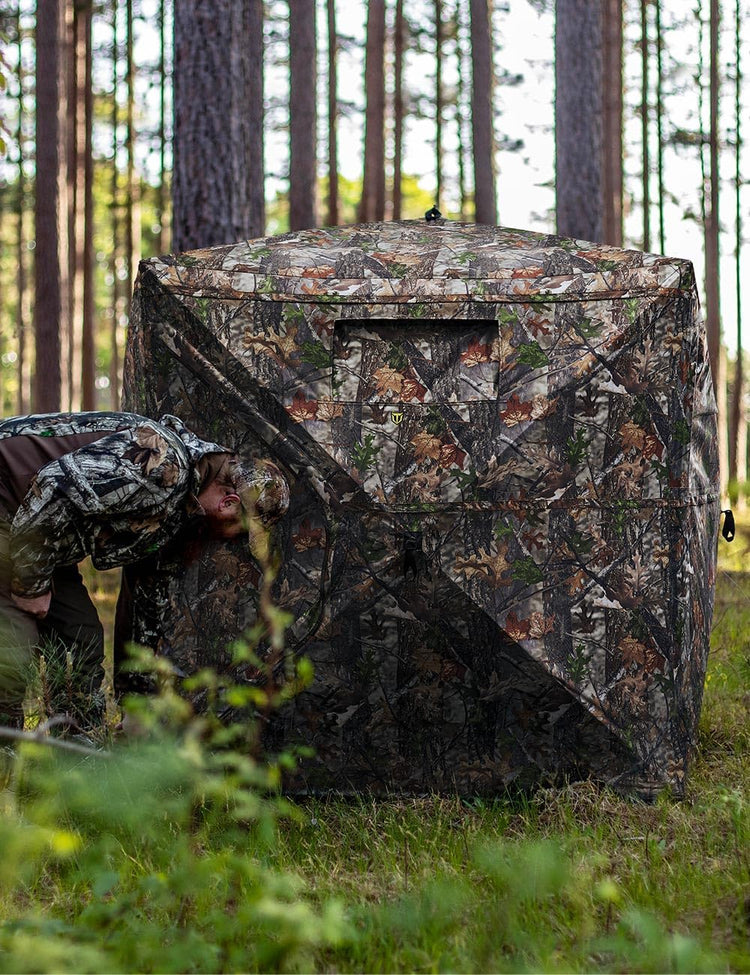 TIDEWE Hunting Blind 270°See Through with Carrying Bag, 1-2& 2-3& 3-4 Person Pop Up Ground Blinds, Portable Resilient Hunting Tent (Camouflage)