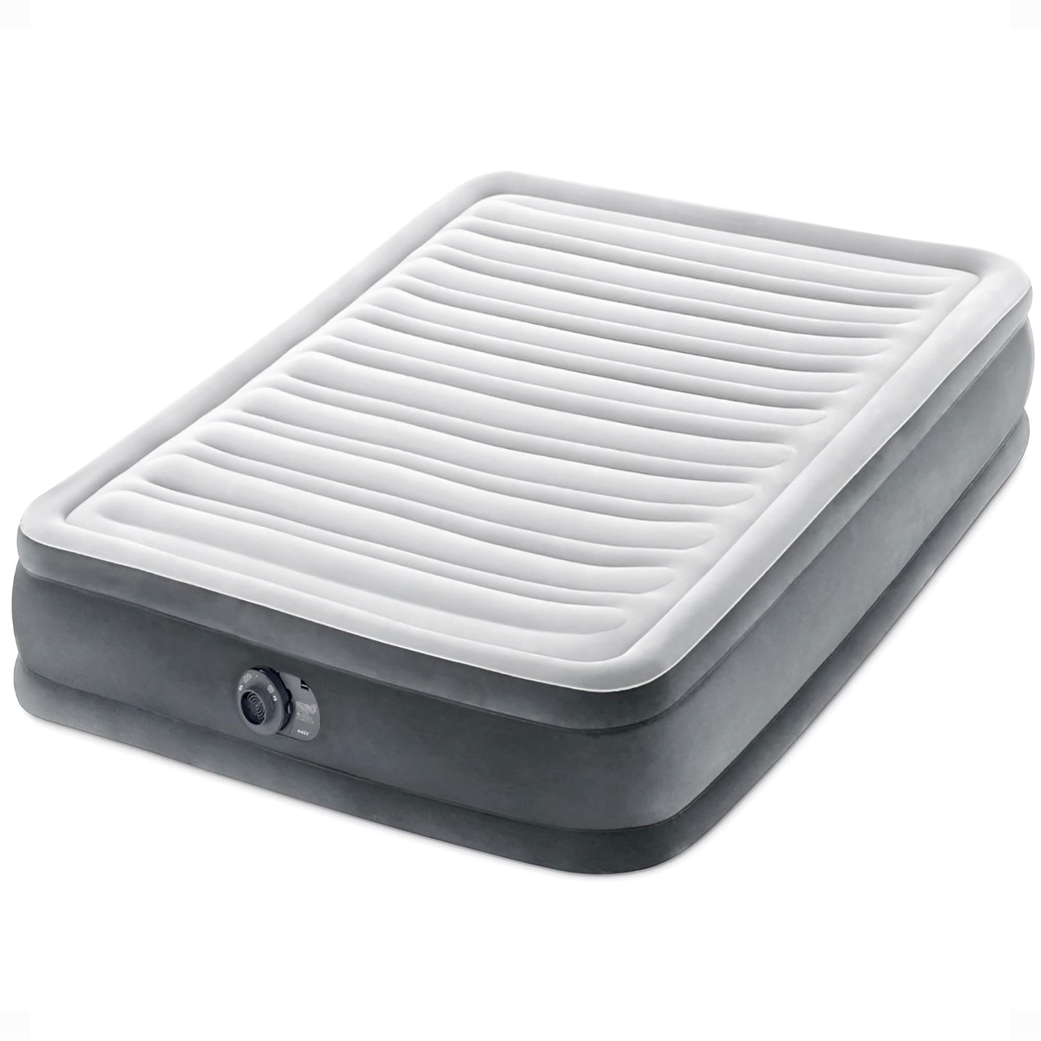 Intex 64417ED 22in Queen Dura-Beam Comfort Plush High-Rise Inflatable Air Mattress with Built in Pump for Travel and Camping, 600lb Weight Capacity