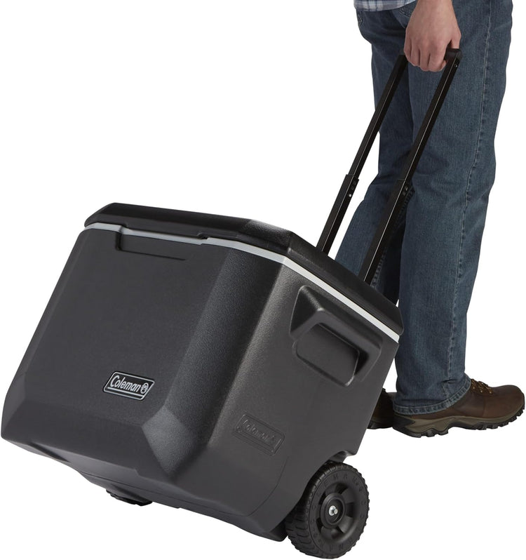 Coleman Xtreme 50qt Rolling Cooler with Wheels, Extra-Walled Insulation Keeps Ice up to 5 Days, Portable Wheeled Hard Chiller