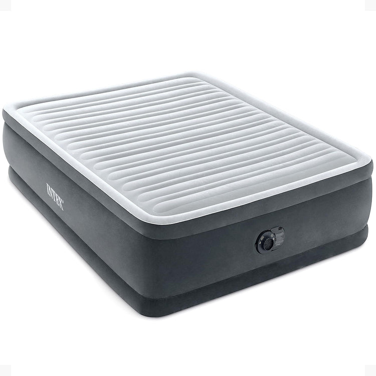 Intex 64417ED 22in Queen Dura-Beam Comfort Plush High-Rise Inflatable Air Mattress with Built in Pump for Travel and Camping, 600lb Weight Capacity